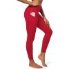 IUGA Fleece Lined Leggings Women Thermal Leggings for Women Winter Warm Tights High Waisted Hiking Yoga Pants with Pockets(Bright Red)