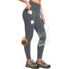 IUGA Fleece Lined Leggings Women Water Resistant Thermal Leggings Winter Warm Tights High Waist Hiking Pants with Pockets(Slate Gray)