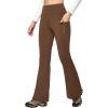 IUGA Fleece Lined Pants Women Water Resistant Hiking Pants Winter Flare Leggings with Pockets Bootcut Thermal(Chestnut Brown)