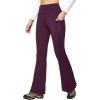 IUGA Fleece Lined Pants Women Water Resistant Hiking Pants Winter Flare Leggings with Pockets Bootcut Thermal(Dark Purple)