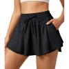 IUGA Flowy Athletic Shorts for Women Tennis Skirt Skorts for Women with Pockets High Waisted Workout Quick Dry Running Shorts(Black)