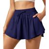IUGA Flowy Athletic Shorts for Women Tennis Skirt Skorts for Women with Pockets High Waisted Workout Quick Dry Running Shorts(Blue)