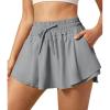 IUGA Flowy Athletic Shorts for Women Tennis Skirt Skorts for Women with Pockets High Waisted Workout Quick Dry Running Shorts(Grey)
