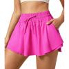 IUGA Flowy Athletic Shorts for Women Tennis Skirt Skorts for Women with Pockets High Waisted Workout Quick Dry Running Shorts(Pink)