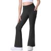 IUGA Girls Flare Leggings High Waist Cute Preppy Clothes for Girls Uniform Pants with Pockets Bell Bottom Pants(Black)
