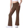 IUGA Girls Flare Leggings High Waist Cute Preppy Clothes for Girls Uniform Pants with Pockets Bell Bottom Pants(Brownie)