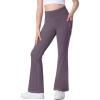 IUGA Girls Flare Leggings High Waist Cute Preppy Clothes for Girls Uniform Pants with Pockets Bell Bottom Pants(Grey Purple)