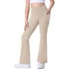 IUGA Girls Flare Leggings High Waist Cute Preppy Clothes for Girls Uniform Pants with Pockets Bell Bottom Pants(Khaki)