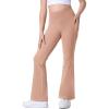IUGA Girls Flare Leggings High Waist Cute Preppy Clothes for Girls Uniform Pants with Pockets Bell Bottom Pants(Rose Dust)