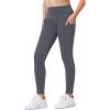 IUGA Girls Leggings with Pockets Dance Athletic Leggings for Girls Elastic Compression Kids Workout Leggings Running Yoga(Gray)