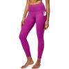 IUGA High Waist Yoga Pants with Pockets, Leggings for Women Tummy Control, Workout Leggings for Women 4 Way Stretch(Magenta)