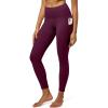 IUGA High Waist Yoga Pants with Pockets, Leggings for Women Tummy Control, Workout Leggings for Women 4 Way Stretch(Maroon)