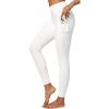 IUGA High Waist Yoga Pants with Pockets, Leggings for Women Tummy Control, Workout Leggings for Women 4 Way Stretch(White)