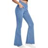 IUGA High Waisted Bell Bottom Jeans for Women Flare Stretchy Jeans Pull On Wide Leg Jean Woman V Cross Flare Leggings Pants(Baby Blue)