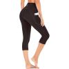 IUGA High Waisted Yoga Pants for Women with Pockets Capri Leggings for Women Workout Leggings for Women Yoga Capris(Coffee)