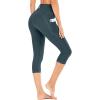 IUGA High Waisted Yoga Pants for Women with Pockets Capri Leggings for Women Workout Leggings for Women Yoga Capris(Dark Green)