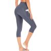 IUGA High Waisted Yoga Pants for Women with Pockets Capri Leggings for Women Workout Leggings for Women Yoga Capris(Gray)
