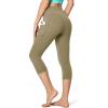 IUGA High Waisted Yoga Pants for Women with Pockets Capri Leggings for Women Workout Leggings for Women Yoga Capris(Olive)