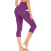 IUGA High Waisted Yoga Pants for Women with Pockets Capri Leggings for Women Workout Leggings for Women Yoga Capris(Purple)