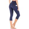 IUGA High Waisted Yoga Pants for Women with Pockets Capri Leggings for Women Workout Leggings for Women Yoga Capris(Space Dye Blue)