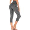 IUGA High Waisted Yoga Pants for Women with Pockets Capri Leggings for Women Workout Leggings for Women Yoga Capris(Space Dye Gray)