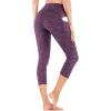 IUGA High Waisted Yoga Pants for Women with Pockets Capri Leggings for Women Workout Leggings for Women Yoga Capris(Space Dye Purple)