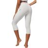 IUGA High Waisted Yoga Pants for Women with Pockets Capri Leggings for Women Workout Leggings for Women Yoga Capris(White)