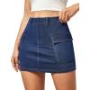 IUGA Jean Skirts for Women Denim High Stretch Cargo Skirt with Shorts Denim Skort Mini Jean Skort Y2k Skirt with Pockets(Dark Blue)