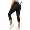 IUGA Jeggings for Women Pull On Capri Jeans Stretchy Jean Capris High Waisted Denim Capri Leggings Casual Pants with Pockets(Black)