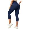 IUGA Jeggings for Women Pull On Capri Jeans Stretchy Jean Capris High Waisted Denim Capri Leggings Casual Pants with Pockets(Dark Blue)