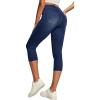 IUGA Jeggings for Women Pull On Capri Jeans Stretchy Jean Capris High Waisted Denim Capri Leggings Casual Pants with Pockets(Dark Blue Monkey Wash)