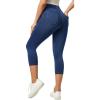IUGA Jeggings for Women Pull On Capri Jeans Stretchy Jean Capris High Waisted Denim Capri Leggings Casual Pants with Pockets(Stormy Blue)