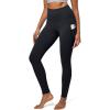 IUGA Leggings with Pockets for Women High Waisted Yoga Pants Women Tummy Control Workout Compression Running Leggings(Black)
