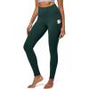 IUGA Leggings with Pockets for Women High Waisted Yoga Pants Women Tummy Control Workout Compression Running Leggings(Dark Green)