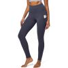 IUGA Leggings with Pockets for Women High Waisted Yoga Pants Women Tummy Control Workout Compression Running Leggings(Ink Grey)