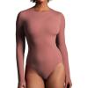IUGA Long Sleeve Bodysuits for Women Crew Neck Body suit Women’s Slimming Basic Tummy Control Bodysuit Tops(Merlot)