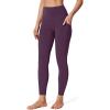 IUGA No Front Seam Leggings with Pockets for Women Buttery Soft Tummy Control Workout Leggings High Waisted Yoga Pants(Deep Purple)