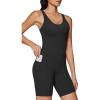 IUGA One Piece Jumpsuits for Women Tummy Control Workout Jumpsuits Athletic Romper with Built-in Bra Pockets(Black)