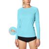 IUGA Rash Guard for Women UPF 50+ SPF UV Protection Long Sleeve Workout Tops with Pockets Dry Fit Hiking Swim Shirt(Light Blue)
