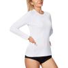 IUGA Rash Guard for Women UPF 50+ SPF UV Protection Long Sleeve Workout Tops with Pockets Dry Fit Hiking Swim Shirt(White)