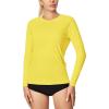 IUGA Rash Guard for Women UPF 50+ SPF UV Protection Long Sleeve Workout Tops with Pockets Dry Fit Hiking Swim Shirt(Yellow)