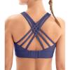 IUGA Sports Bras for Women High Support Large Bust High Impact Womens Sports Bras Strappy Padded Sports Bra(Blue)