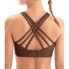 IUGA Sports Bras for Women High Support Large Bust High Impact Womens Sports Bras Strappy Padded Sports Bra(Brown)