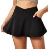 IUGA Stretchy Denim Skort V-Waist Jean Skort with Pockets High Waisted Mini Jean Skirt with Shorts Underneath(Black)