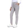 IUGA Stretchy Work Pants for Women 7/8 Ankle Golf Pants Pull On Business Casual Travel Dress Pants with Pockets(Light Gray)