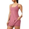 IUGA Tennis Dress for Women Athletic Golf Workout Dress with Built-in Shorts and Bra, Adjustable Straps & Pockets(Flamingo)