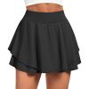 IUGA Tennis Skirt Pleated Skorts for Woman Double Ruffle Golf Skirts for Women Skort with Pockets Tummy Control Athletic(Black)