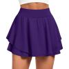 IUGA Tennis Skirt Pleated Skorts for Woman Double Ruffle Golf Skirts for Women Skort with Pockets Tummy Control Athletic(Dark Purple)