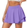 IUGA Tennis Skirt Pleated Skorts for Woman Double Ruffle Golf Skirts for Women Skort with Pockets Tummy Control Athletic(Lavender)