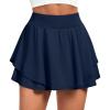IUGA Tennis Skirt Pleated Skorts for Woman Double Ruffle Golf Skirts for Women Skort with Pockets Tummy Control Athletic(Navy)